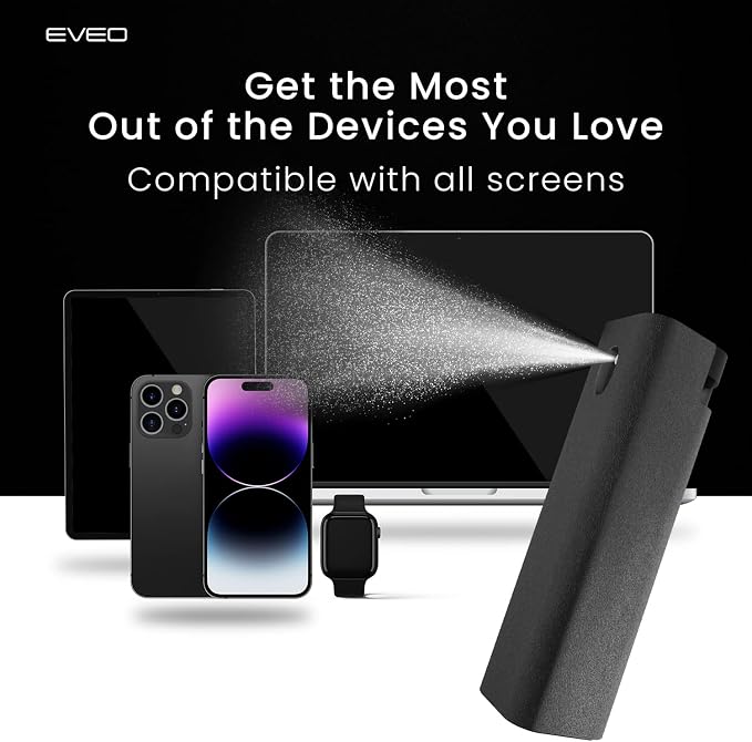 EVEO Screen Cleaner Spray and Wipe - 2-in-1 Car Screen Cleaner & iPhone Cleaner Touchscreen Mist Cleaner for Laptop, Computer, MacBook, iPad and More - 1 Pack (Rose Gold)