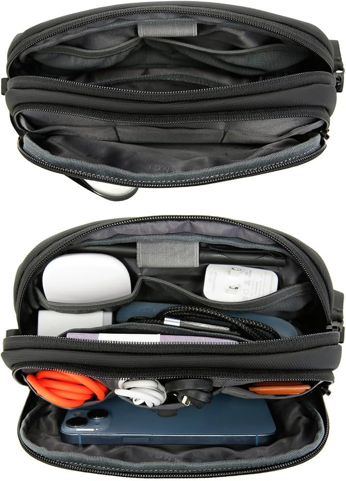 BANGE Travel Cable Organizer Pouch，Water Resistant Tech Accessories Bag Carry Storage，Electronic Organizer Accessory Case for Charger, Cables, Power Bank, Hard Drive, Cords