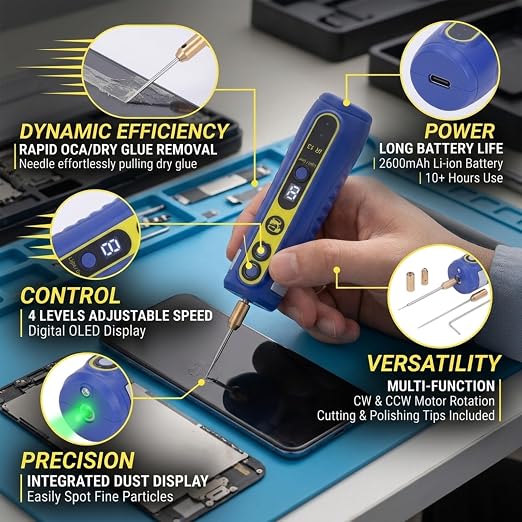 Electric Glue Removal Tool, IR13 Mobile Phone LCD Screen Hard Glue Remover 4 Levels Adjustable Electric Glue Removal Tool, Dry Glue for Mobile Phones Degumming
