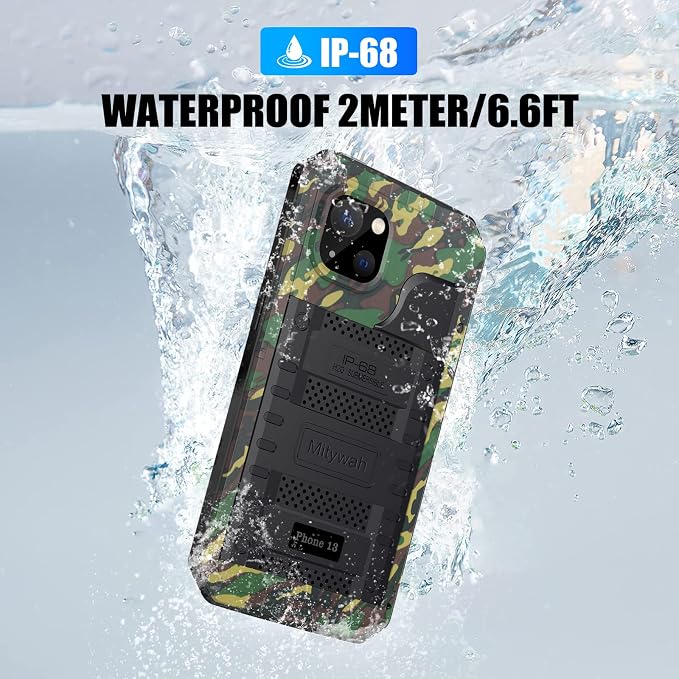 Mitywah Waterproof Case for iPhone 13, Heavy Duty Military Grade Protection Phone Case with Built-in Screen Protector, 360° Full Body Protection Metal Armor Dropproof Case 6.1 inch, Camouflage