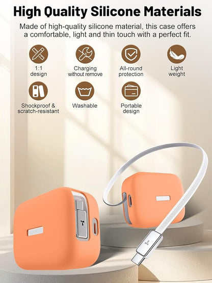 Silicone Protective Case for TORRAS FlexLine 67W Charger, Full-Body Protective Cover with Precise Cutouts, Shockproof Dustproof Charging Block Protector Sleeve & Scratch-Resistant Sleeve (Orange)