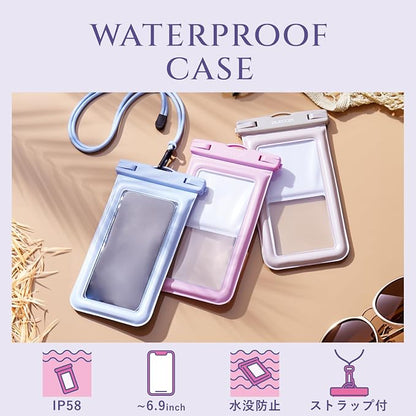 Elecom P-WPSF05PU Waterproof Smartphone Case, Bath, Sea, Neck Hanging, Underwater Operation, IPX8, Face Authentication, Operated While Inserted, Floating, Submersion Prevention, Lock Lever Type,