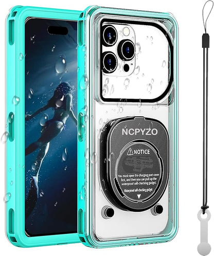 Waterproof Phone Case,IPX8 Phone Protection with Ideal for Snorkeling,Diving,and Water Activities,Suitable for iPhone,Samsung,Motorola,and All Series of Phones with Screens Below 6.9 in (Cyan)