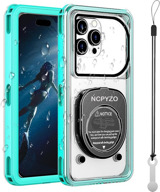 Waterproof Phone Case,IPX8 Phone Protection with Ideal for Snorkeling,Diving,and Water Activities,Suitable for iPhone,Samsung,Motorola,and All Series of Phones with Screens Below 6.9 in (Cyan)
