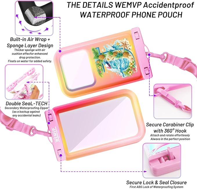 Personalized Initial Waterproof Phone Pouch Case - IPX8 Cellphone Dry Bag with Lanyard for iPhone 16/15/14/13/12 Pro Max (6.1–6.9"), Beach & Cruise Ship Essentials with Monogrammed Design (Pink, J)