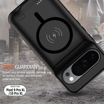 Battery Case for Google Pixel 9 Pro XL/ 10 Pro XL,10000mAh Rechargeable Portable Charging Case with Wireless Charging Compatible for Google Pixel (6.8 inch) Extended Battery Pack Charger Cover (Black)