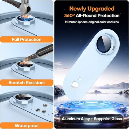 Jeluse Compatible with iPhone Air Camera Lens Protector, Strong Adhesion Full Coverage Metal Aluminum Alloy Ultra Clarity Tempered Glass Camera Screen Protector