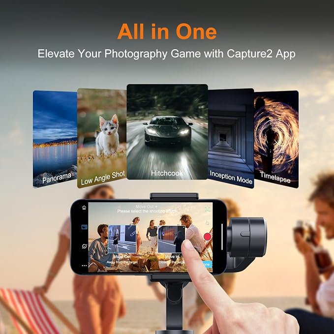 FUNSNAP Gimbal Stabilizer for iPhone, Phone Gimbal w/Focus Wheel Face Tracking for 16 15 Pro Max Android 3-Axis Phone Stabilizer for Video Recording Vlog