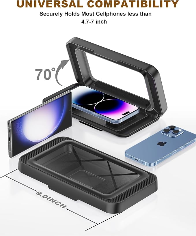 Upgraded Shower Phone Mount Waterproof with Speaker Hole Touch Screen Shower Phone Stand Holder for Bathroom Bathtub Kitchen Wall Mirror for iPhone 1716 15 14 13 12 11 Pro XS XR Max (Black)