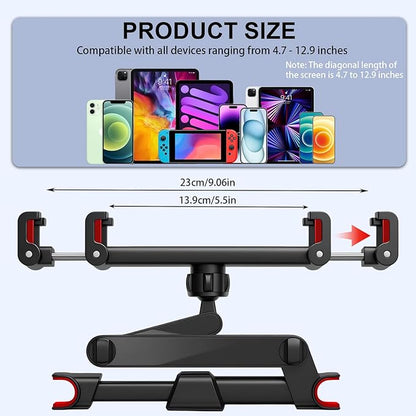vvag Tablet Holder for Car Headrest,Adjustable iPad Backseat Mount Compatible with iPad Pro, Air, Mini, 4.7-11" Devices,Road Travel Essentials for Kids Accessories (BlackRed)