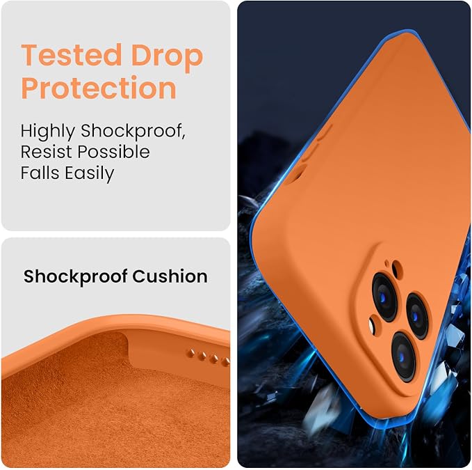 FireNova Designed for iPhone 14 Pro Max Case, Silicone Upgraded [Camera Protection] Case, Soft Anti-Scratch Microfiber Lining Inside, 6.7 inch, Kumquat