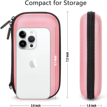 Shockproof Hard EVA Carrying Case for External Hard Drive, Samsung T9, Anker Power Bank, Cell Phone - Portable Small Electronic Accessories Organizer Zipper Kawaii Travel Pouch - Light Pink