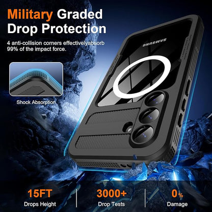 GOLDJU for Samsung Galaxy S26 Case Waterproof, Galaxy S26 Case with Built-in Screen & Lens Protector, Shockproof Full Body Protection Phone Case, Compatible with MagSafe/Wireless Charging, Black