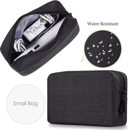 CAAORDKSO Electronics Organizer Travel Case, Cord Organizer Travel Cable Organizer Bag Waterproof Portable Accessories Case for Cable, Cord, Charger, Phone, Power Bank, Earphone (Small-Black)