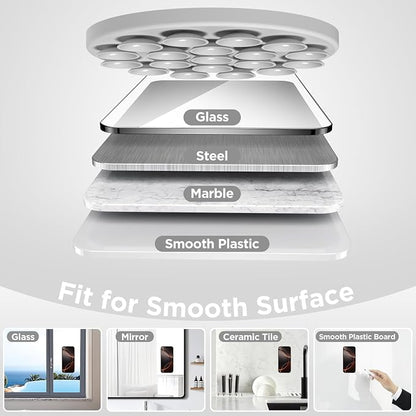 Magnetic Suction Cup Phone Mount with MagSafe, Silicone Hands-Free Grip Holder for iPhone Case and Android, Mirror Shower Phone Stand for Makeup FaceTime Gym Kitchen Bathroom, Light Gray