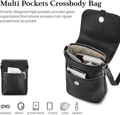 befen Genuine Leather Small Crossbody Bags for Women, Womens Cell Phone Purses Cross body Bag Purse with RFID Card Slots