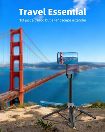 TODI 60" Magnetic Tripod for iPhone,Mini Magnetic Selfie Stick Magnetic Selfie Stick Compatible with iPhone 12-17 Series with Metal Ring