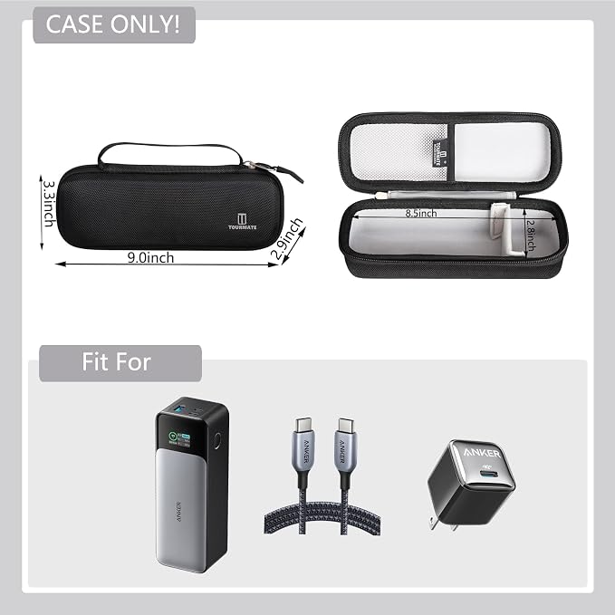 Tourmate Hard Storage Case for Anker 737 Power Bank (PowerCore 24K) / 715 Charger (Nano II 65W) Combo,Travel Case for Prime Power Bank 20,100mAh—27,650mAh（Case Only）(Black Case Only)
