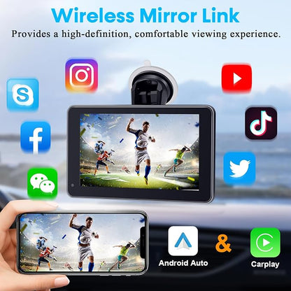 Carplay for Apple Portable Car Screen: Easy Setup 7 Inch Android Auto - Wireless Car Play Touchscreen with GPS Navigation,Bluetooth, FM,AirPlay Mirroring,Siri for Commuters and Older Cars
