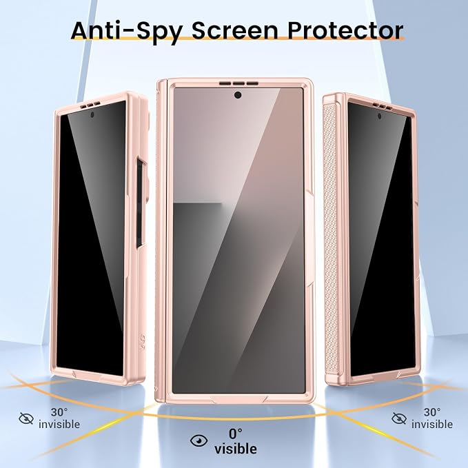 VEGO for Galaxy Z Fold 7 Case with Stand,Built-in Privacy Screen Protector | Slide Camera Cover & Hinge Protection Military Grade Shockproof Rugged Full Body Anti-Drop Case for Z Fold 7 2025-Rose Gold