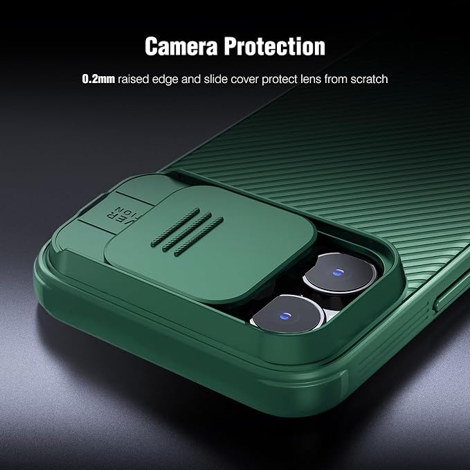 Nillkin for iPhone 16 Pro Max Case with Slide Camera Cover, [Full Camera Protection][Anti-Scratch] Military-Grade Protection, Anti-Fingerprint, Slim Phone Case for iPhone 16 Pro Max 6.9'' Green