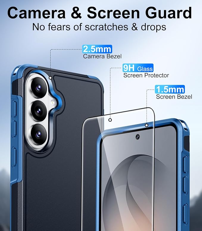 Red2Fire for Samsung Galaxy S26 Case 6.3 Inch, [Military Grade Drop Protection][2 Pack Screen Protectors] Heavy Duty Full Body Shockproof Non-Slip Phone Case,Dark Blue