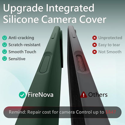 FireNova Magnetic for iPhone Air Case, Compatible with MagSafe, [Integrated Silicone Camera Control Button] [Camera Protection] Microfiber Lining Phone Case for iPhone 17 Air, 6.5", Alpine Green