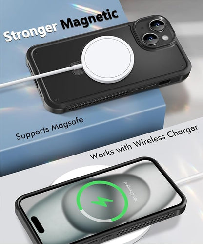 for iPhone 15 Plus Case, Built-in Magnetic & Seamless Stand, [Compatible with Magsafe] Protective Shockproof Phone Case, Scratch-Resistant Matte Back Slim Cover for 6.7 Inch - Black