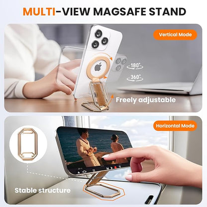 Magnetic Phone Grip & Stand for Desk, Bed & On-the-Go – Compatible with MagSafe – Secure One-Hand Hold, Comfortable Scrolling, Hands-Free Video Calls (Rose Gold)