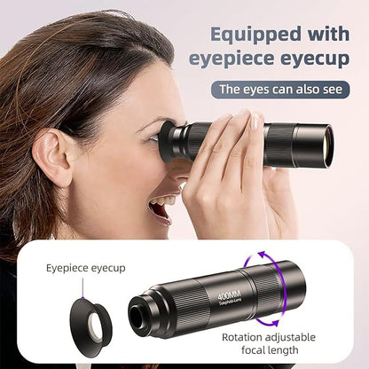 400mm Telephoto Lens for iPhone & Android – HD Phone Telescope with FMC 7-Layer Optical Coating, Universal Clip, Eyepiece & Carrying Case for Wildlife, Sports & Travel