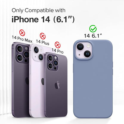 GONEZ Magnetic for iPhone 14 Case, Compatible with Magsafe, with Screen Protector + Camera Protector, Anti-Scratch Microfiber Lining, Liquid Silicone Shockproof Protective Phone Case, Lavender Gray
