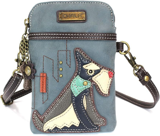 CHALA Dog Collection Cell Phone Crossbody Purse-Women PU Leather/Canvas Multicolor Handbag with Adjustable Strap