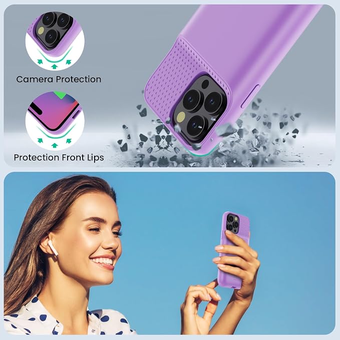 Battery Case for iPhone 14 Pro Max,14 Plus and 13 pro Max, Real 8600mAh Rechargeable Smart Extended Charging Case, Ultra-Slim Portable Protective Battery Pack (6.7 inch) Purple