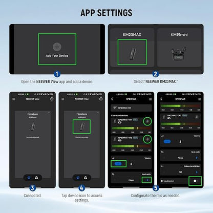 NEEWER KM23Max Wireless Lavalier Microphone 48KHz/24Bit 328ft Range 8H Battery Noise Cancelling Omnidirectional Mini USB C Mic Compatible with DJI Insta360 iPhone Android Phone PC (1x RX + 2X TX)