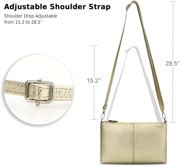 befen Genuine Leather Wristlet Clutch Wallet Purses Small Crossbody Bags for Women with RFID Blocking Card Slots