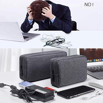 dealcase Electronics Accessories Case, Durable Small Electronics Accessories Storage Bag Compatible Laptop Charger Various USB, Cables, Cords and Power Travel Gadget Carry Bag, Dark Gray(Small+Big)