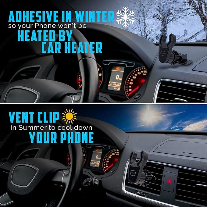 MCCHJoy Dash and Vent Car Mount for PopSockets, 2-in-1 Dashboard Adhesive and AC Vent Hook Installation, Adjustable and Secure, Socket Car Phone Holder