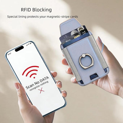 for Magsafe Wallet, Slim Magnetic Card Wallet with Grip, 7 Cards Holder RFID Blocking, Ring Stand Stick on Wallet with Privacy Flap (Light Purple)