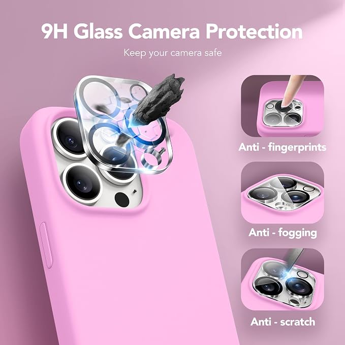 GONEZ for iPhone 15 Pro Max Case Silicone, Compatible with Magsafe, Camera Protector + Screen Protector, Soft Anti-Scratch Microfiber Lining, Liquid Silicone Shockproof Phone Cover, Cherry Blossom