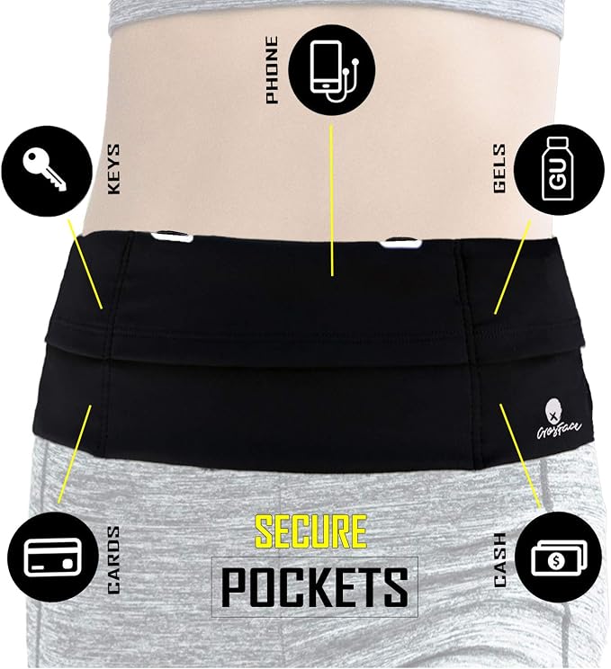 Universal One Size Waist Pack, Black, Water Resistant, Secure Pockets, Comfortable Design
