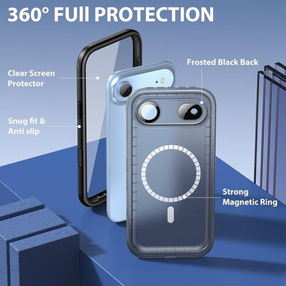 SPORTLINK for iPhone Air Waterproof Phone Case - Built in Screen Protector/Shockproof Compatible with MagSafe/Military Rugged/Dropproof/Dustproof/Heavy Duty, Full Body for iPhone Air 6.5 inch Black