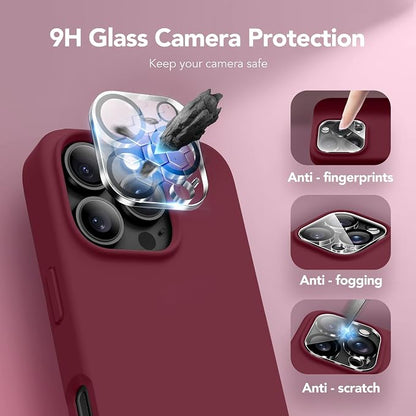GONEZ Magnetic for iPhone 16 Pro Max Case, Compatible with MagSafe, Liquid Silicone Case, with Screen Protector + Camera Protector, Full Body Protective Shockproof Phone Cover 6.9", Maroon
