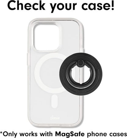 Sonix Magnetic Phone Grip and Phone Ring Holder - Compatible with MagSafe - Rotatable Kickstand and Phone Holder for iPhone 16, 15, 14, 13, 12 Series - Matte Black