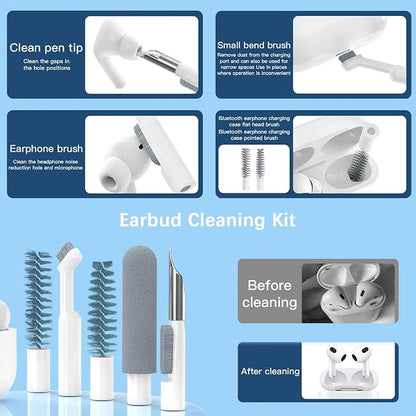 32-in-1 Keyboard Cleaning Kit for MacBook Laptop Computer, Earbud Cleaner Kit for Airpod Earphones, Multi-Function PC Electronic Cleaner Kit for iPhone Cell Phone Camera (Black)