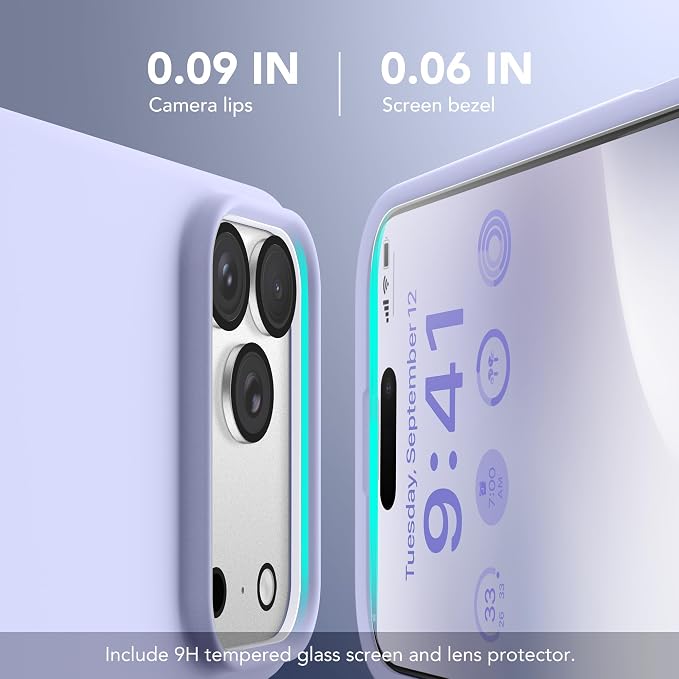 GONEZ Magnetic for iPhone 17 Pro Case, Compatible with MagSafe, [Screen Protector + Camera Lens Protector], Liquid Silicone Anti-Scratch Shockproof Protective Phone Case 6.3 inch, Lilac