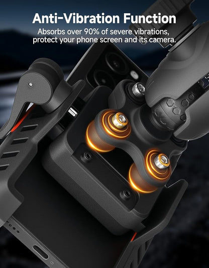 KEMIMOTO Motorcycle Phone Mount with Sun Hat, 360° Adjustable Quick Release, Anti-Vibration, Anti-Theft Phone Holder Fits 4.7"-7.2" Smartphones for Bike, ATV, Scooter, Golf Cart