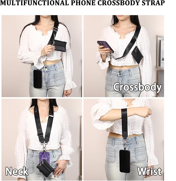 Crossbody Body Phone Holder for Women, New Phone Strap with Zippered Pouch, Adjustable Crossbody Strap