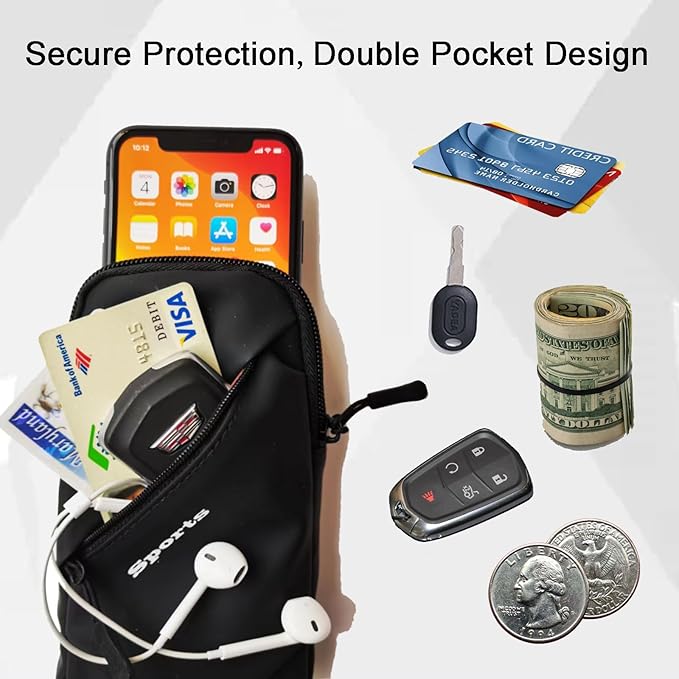 Prime Comfort Armband Cell Phone Holder, Crossbody Phone Purse for Running Walking, Adjustable Strap Phone Pouch Holster for Men Women