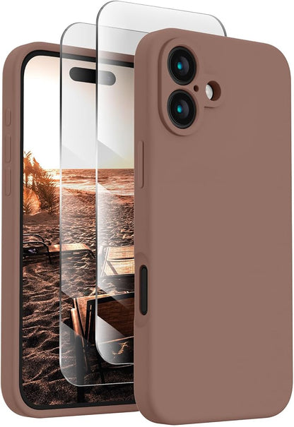 FireNova Designed for iPhone 16 Plus Case, Silicone Upgraded [Camera Protection] Case, Soft Anti-Scratch Microfiber Lining Inside, 6.7 inch, Light Brown
