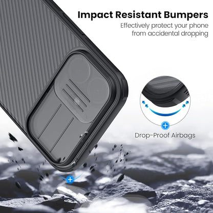 Nillkin for iPhone 17 Case with Slide Camera Cover, Thin Slim Fit, Shockproof Protective, Protector Privacy, Phone Case iPhone 17 Camera Lens Protector 6.3 inch, Transparent Black